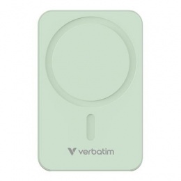 Power bank, külső akkumulátor, mágneses, 20.000mAh, kitámasztó, VERBATIM "Charge n Go Essentials", zöld